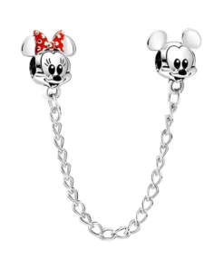 Lánc siguranta kompatibilis Pandora karkötővel, modell Disney Mickey és Minnie egér, ezüstből