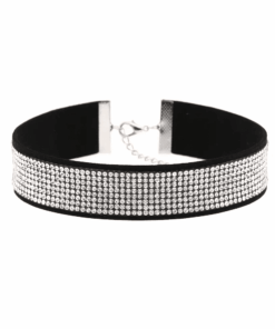 Choker Strălucitor Cristale, Piele piros sau fekete
