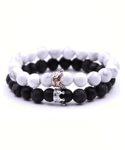 Set Brățări Vintage Diora, din Piatră Vulcanică és Turcoaz fehér