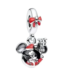 Charm kompatibilis Pandora karkötővel, modell Mikulás Mickey, ezüstből