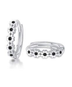 Fülbevaló Diora Black Awn Flower, ezüstből