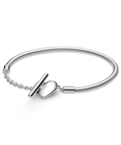 Karkötő placată argint, închidere és pandantiv inimă