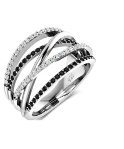 Gyűrű Diora, Hot Cross Twist, silver/negru