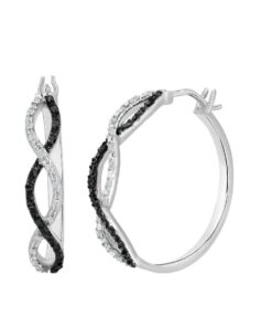 Fülbevaló Black Clasic, marca Diora szín Silver