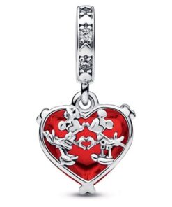 Charm kompatibilis Pandora karkötővel, modell Disney Mickey és Minnie egér Kiss, ezüstből