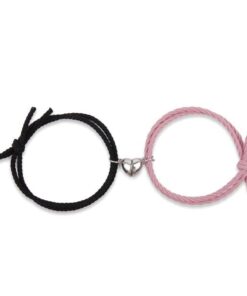 Set bratari cuplu magnet szív, reglabile, lucrate manual