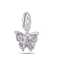 Charm Butterfly pietre, ezüst, kompatibilis karkötő Pandora