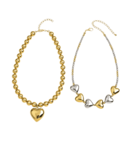 Set 2 Bucăți – Nyaklánce Exagerate Cyber Szív Mărgele Metalice
