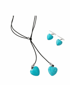 Set Bijuterii Boho Inimă din Piatră Naturală