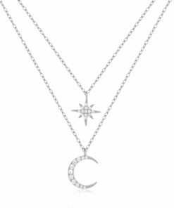 Nyaklánc Diora Stratificat Stele és Lună, ezüstből