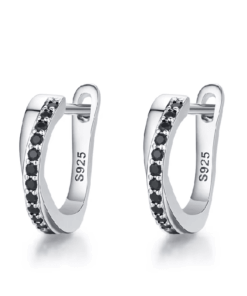 Fülbevaló Diora „Noir Elegance”, ezüstből