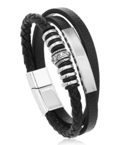 Karkötő Diora, din Piele Neagră & Oțel Inoxidabil ezüstszínű