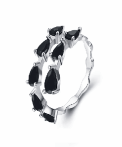 Gyűrű Diora ezüstből , Elegáns, Black Awn, modell reglabil