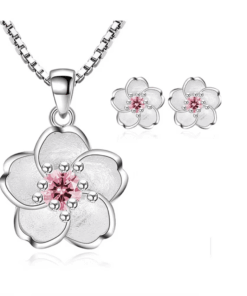 Set Bijuterii Elegáns Virág Sakura, ezüstből