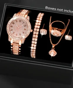 Set Elegance 6 în 1 Ceas és Bijuterii Asortate, Cadou Elegáns pentru Ocazii Speciale