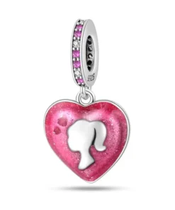 Charm inimă roz siluetă feminină