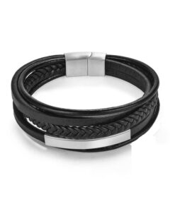 Karkötő Viking din Piele & Oțel Inoxidabil, szín Silver