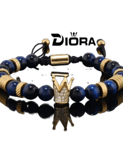 Karkötő Bărbătească Mărgele din Piatră Naturală & Charm Coroană, szín fehérastru