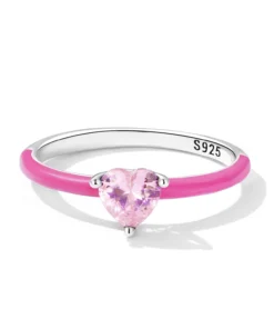 Gyűrű Szeretet Candy, roz és kristály inimă