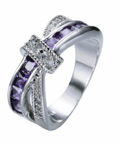 Gyűrű Elegáns placat ezüst, cirkónia Purpuriu