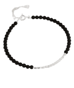 Karkötő Reglabilă Diora, modell „Geometric Beads”, szín negru, ezüstből