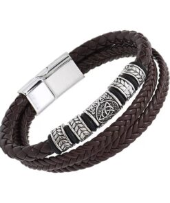 Karkötő Diora, din Piele barna & Oțel Inoxidabil